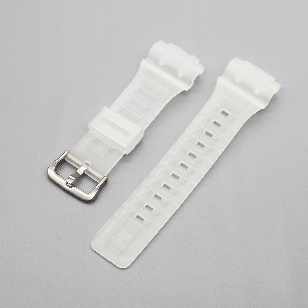Bracelet en résine de Silicone noir mat, 18mm, pour Casio g-shock AQ-S810W S800W AEQ-110W W-735H SGW-300H, accessoires de bracelet de montre: Transparent