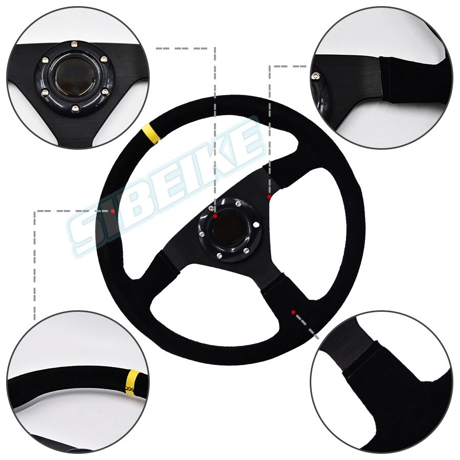 14inch Car Steering Wheel Drifting Steering Wheel Rally Suede Steering Wheel for Universal Car