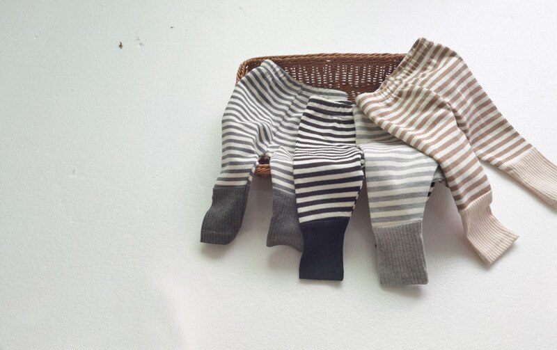 Legging à rayures en coton pour bébé fille et garçon, pantalon à rayures, vêtements pour nourrissons, automne
