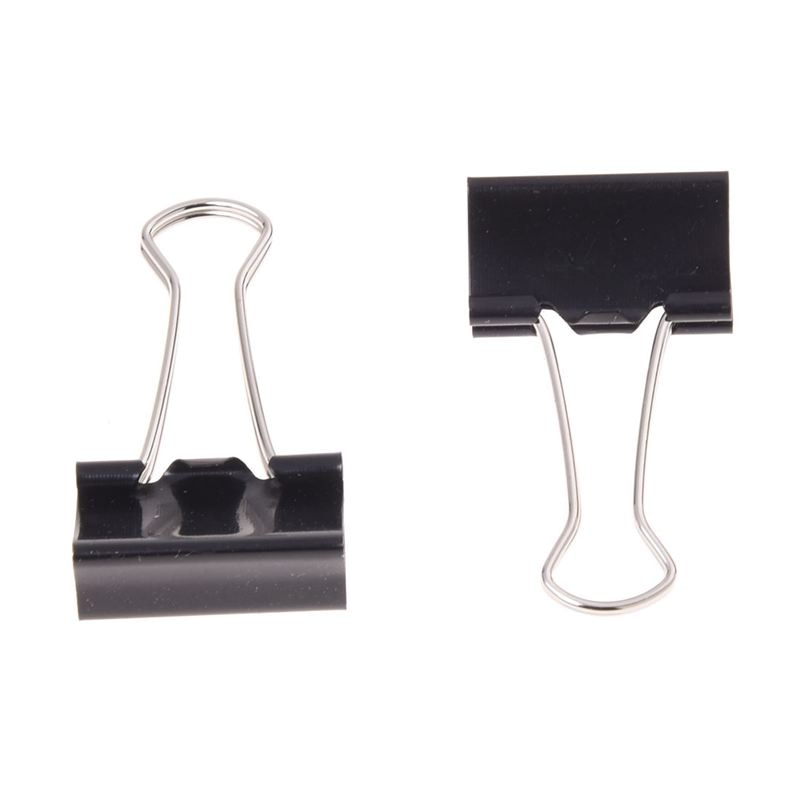 12 Pcs Office Files Documents Metal Black Binder Clips 25mm Width