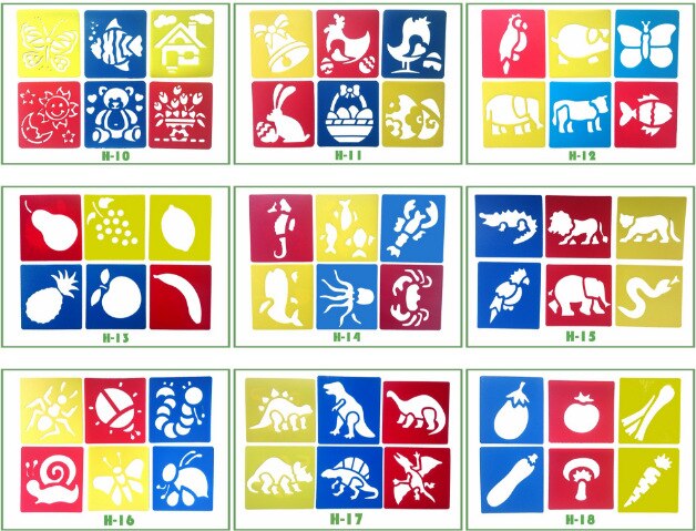 108 allerlei Figuren Schilderen Templates Voorschoolse Vroeg Onderwijs Tekening Tools Stencil voor Kids Air Brush/Spray voor Muur /venster