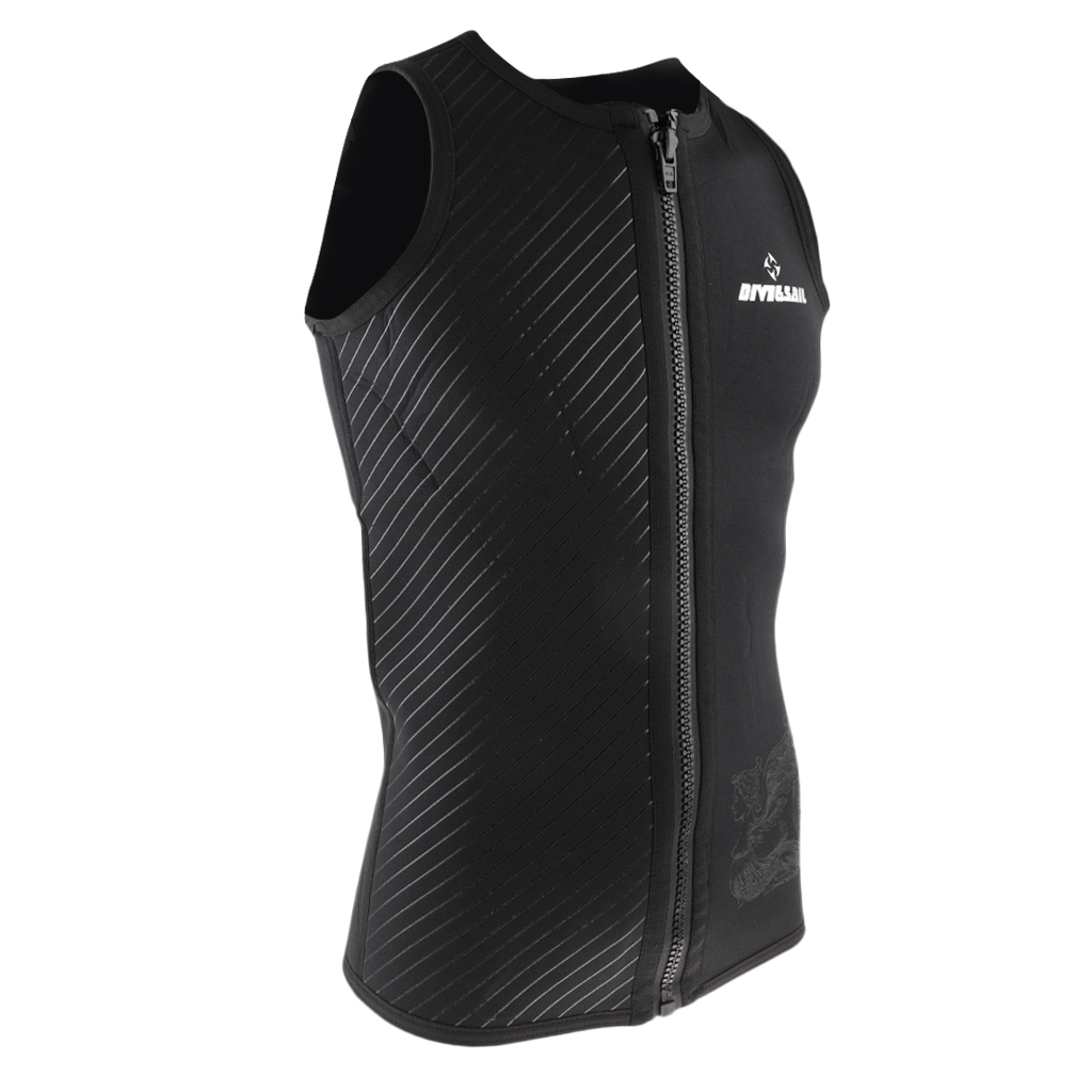 Mens Wetsuit Top Sleeveless Neoprene Wet Suit (3mm Thickness) Front Zipper Diving Vest - Various Sizes
