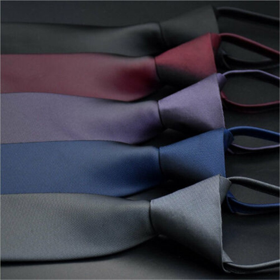 Newest Lazy Men's Zipper Necktie Solid Casual Popular Business Wedding Slim Zip Up Neck Tie