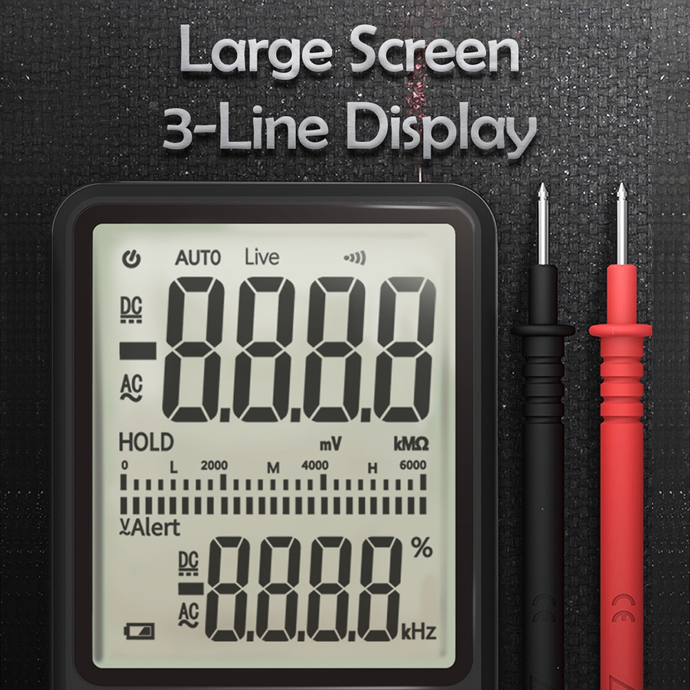Digital Multimeter LCD Digital Display 6000 Counts Portable Multimeter With Flashlight AC DC TRUE RMS Smart Multimer Tester