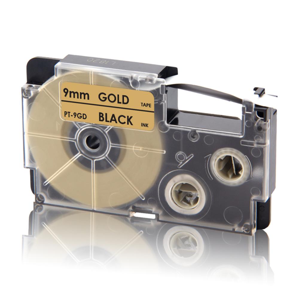 UniPlus XR-9WE Label Tapes Compatible Casio 9mm XR 9WE Black on White for KingJim Label Printer KL-M5 KL-M6 KL-M7 KL-M20 KL-M30: Black on Gold