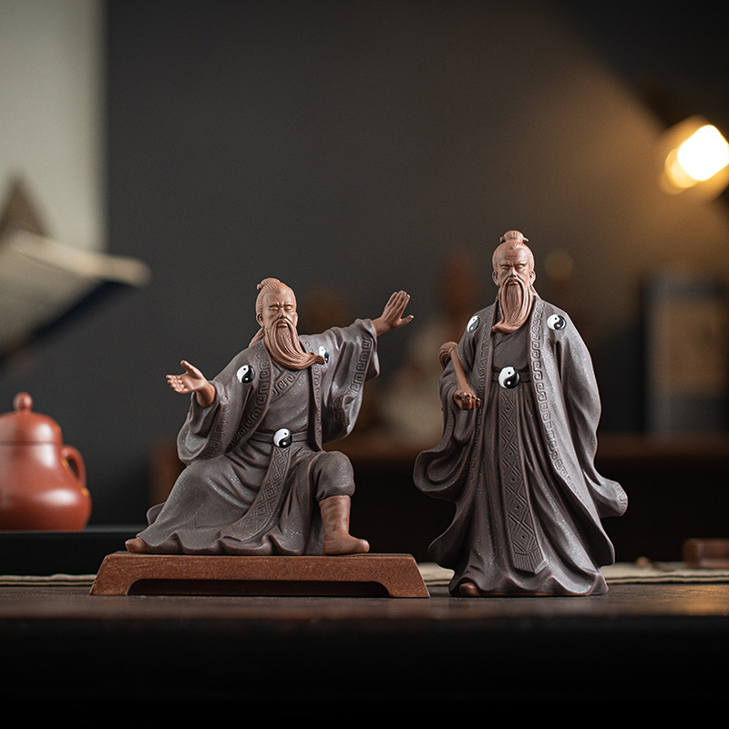Artesanías de arcilla púrpura de estilo Zen chino, Tai Chi, Zhang Sanfeng, figuras legendarias, adornos, muebles para el hogar, decoraciones para la vida
