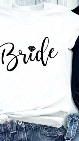 Cotton Tee Aesthetic Graphic Shirts Bride Diamond Letter Printed T-Shirt Bride Diamond Squad Coupled Tops Feminist: white / S