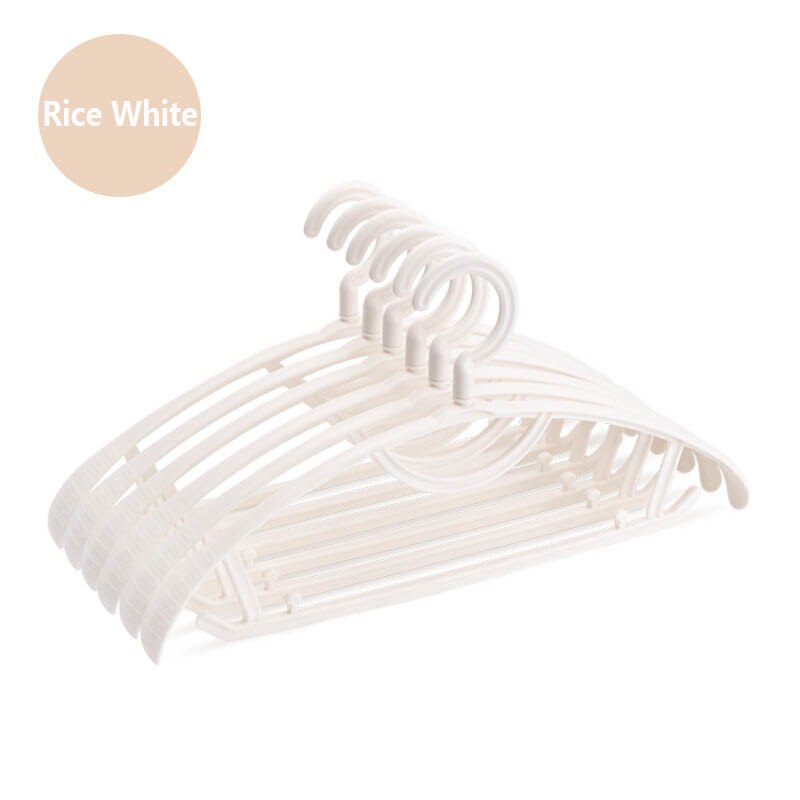 Set de 10 unidades de perchas de plástico gruesas de hombros anchos para ropa, Perchero de almacenamiento para abrigos, organizador de guardarropa antideslizante para adultos: Rice White