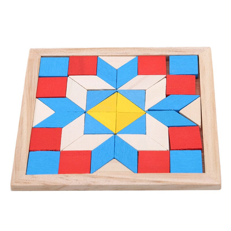 3D Houten Ruit Driehoek Puzzel Kleurrijke Vierkante IQ Spel Brain Teaser Intelligent Math Educatief Speelgoed Voor Kinderen