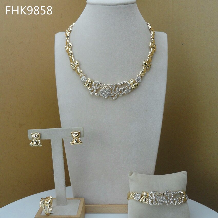 Yuminglai I love You African Jewelry for Women FHK9858: Gold-color