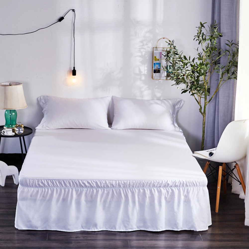 Hotel elastisk seng nederdel sengebetræk flæse twin / queen / king size 40cm højde til bryllup hjemmebrug