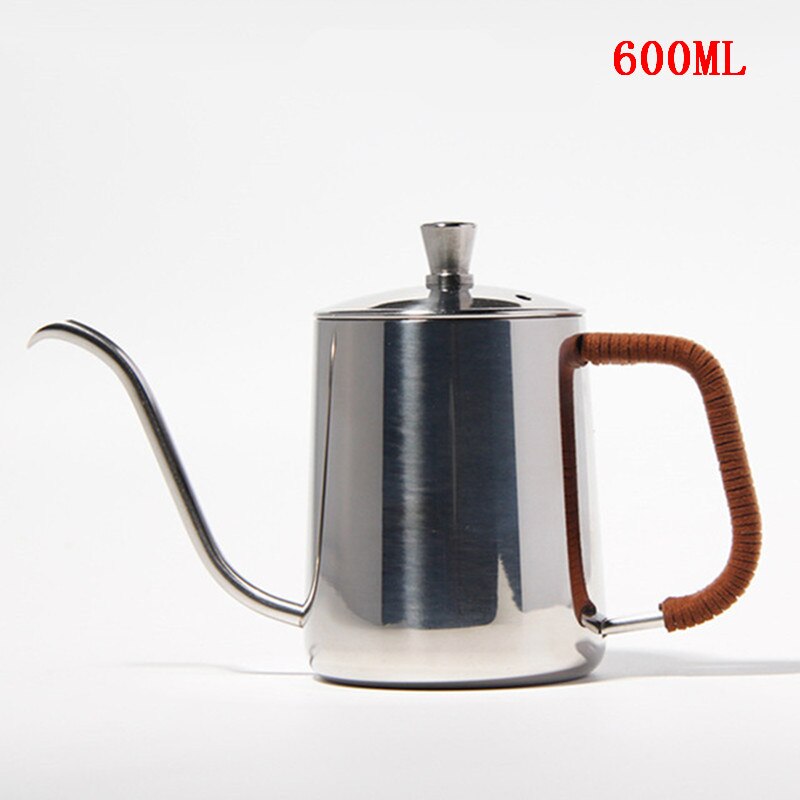 Tetera de goteo de 350ml y 600ml, teflón antiadherente para café o té, hervidor de goteo de acero inoxidable con cuello de cisne y boca fina: Insulated S 600ml