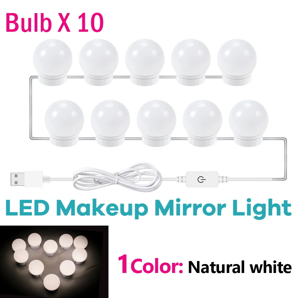 Makeup Mirror LED Light Bulbs USB 5V Bathroom Dressing Table Vanity Lights Hollywood Dressing Table Mirror Lighting: changeable