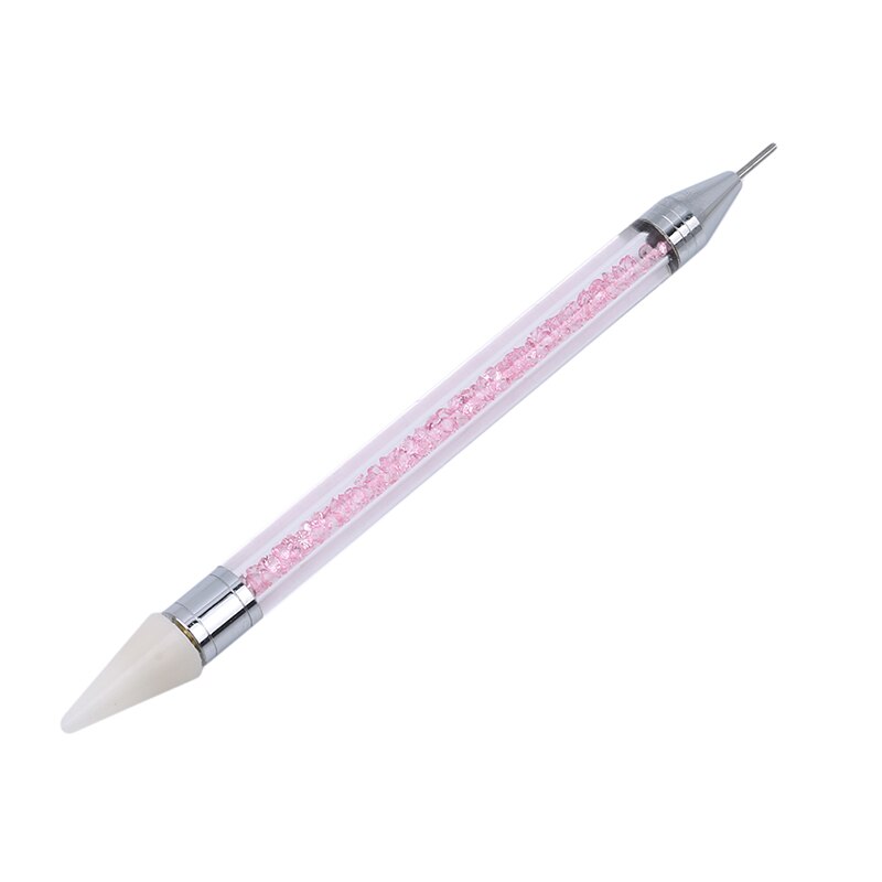 Mode Dubbele Punt Boor Pen Nail Schilderij Borstel Darwing Borstel Set Dot Pen Eyeliner Streep Gradiënt Tool Nail Accessoires: pink