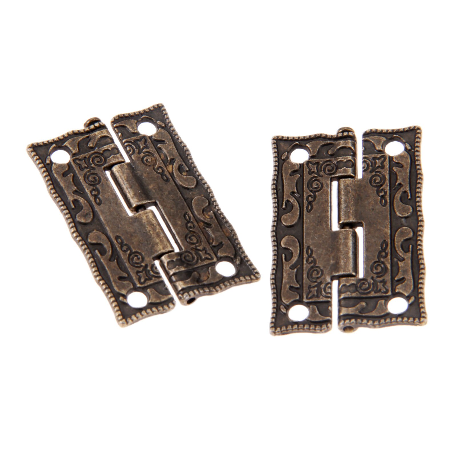 2Pcs Antique Bronze Hinges Cabinet Door Drawer Decorative Mini Hinge For Jewelry Wooden Box Furniture Hardware 35*23mm