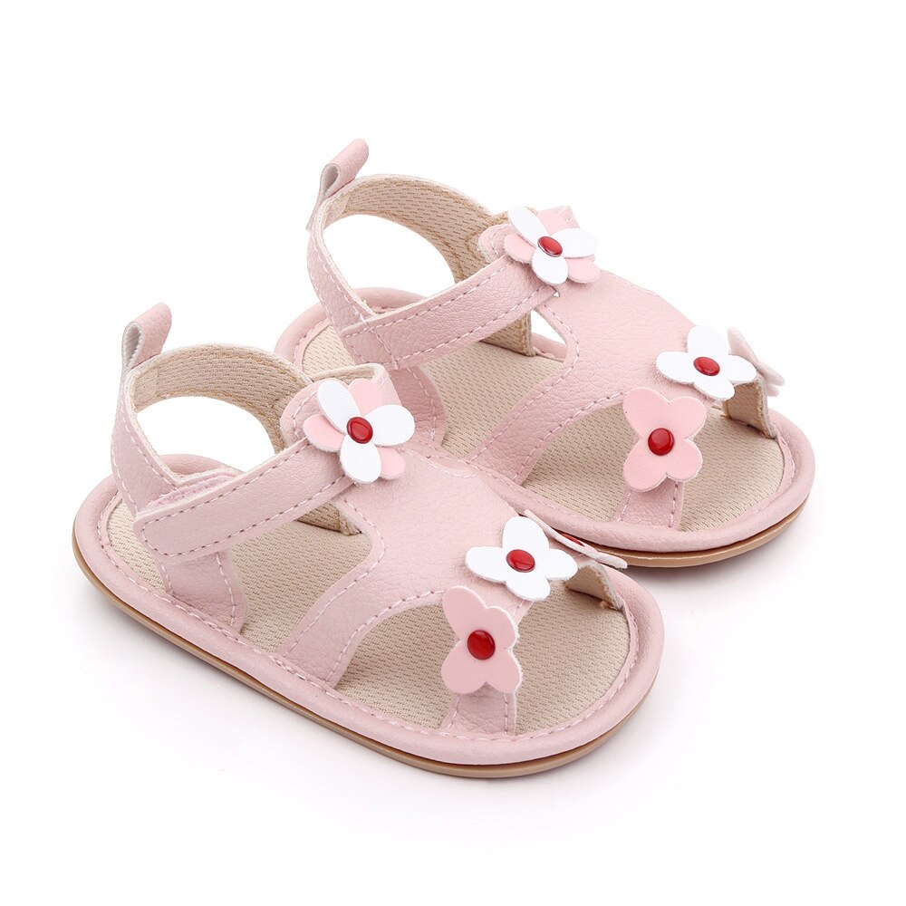 Brand Leuke Pasgeboren Baby Baby Meisjes Bloemen Prinses Schoenen Peuter Zomer Sandalen Pu Antislip Rubber Schoenen