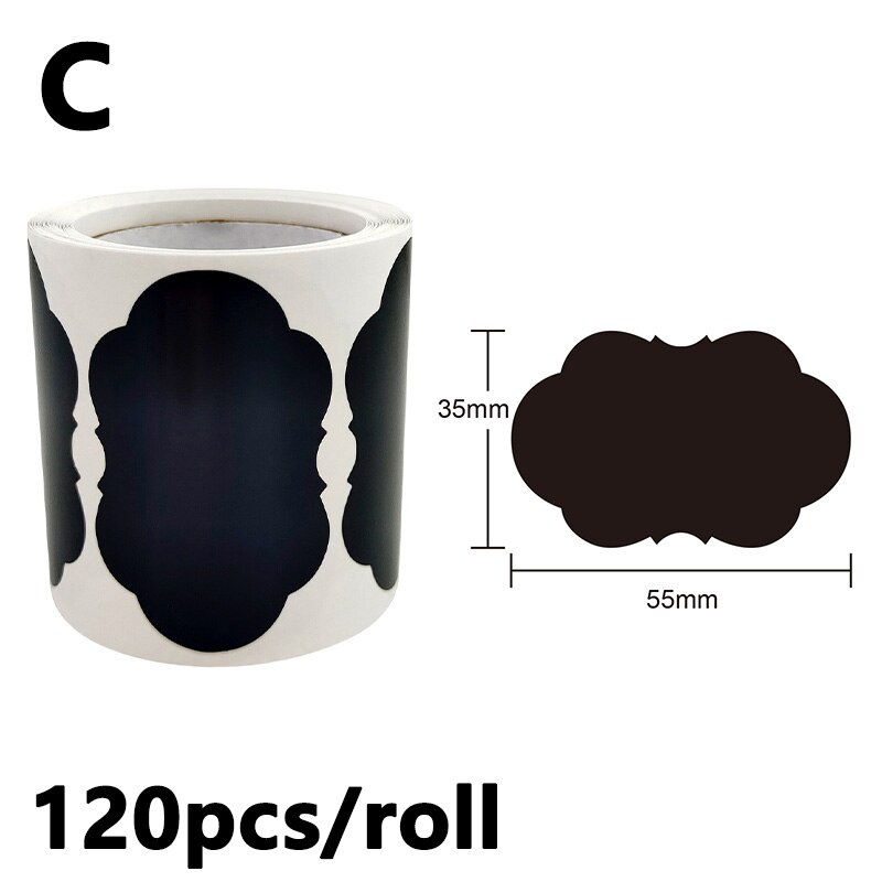 1 roll Waterproof Label Stickers A Variety of Styles Black Label Sealed Jar Storage Product Kitchen Sticker Blackboard Labels: C