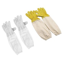 1 par de guantes de apicultor de algodón y cuero, apícola, mangas protectoras contra abejas