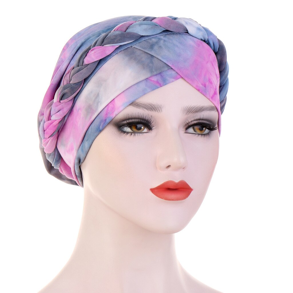 Muslim Braids Stretch Turba Hair Hats Beanie Bandanas Scarf Head Wrap Headwear for Women Head Wraps Muslim Hijab