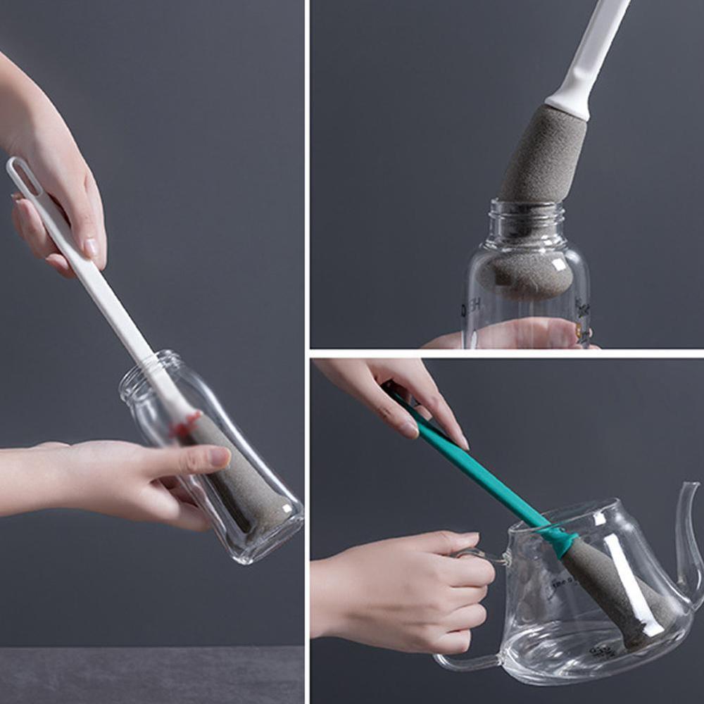 1PC Kitchen Sponge Cup Brush Milk Bottle Glass Clean Sponge Clean Long Brush Decontamination Cup Wash Handle A3L0
