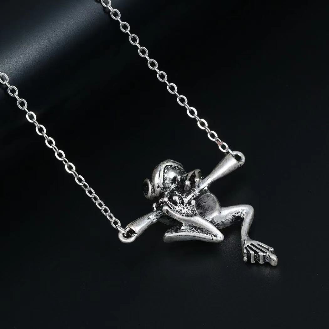 retro Nette Frosch Anhänger Halskette Für Frauen Mädchen retro Punk Hüfte hüpfen Stil Antike Silber Ebene Anhänger Halskette Schmuck