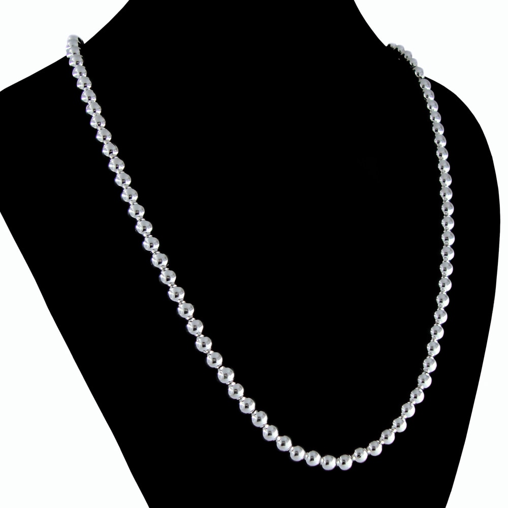 Minimalism 100% 925 Sterling Silver Ball Necklace Pendant Man /Woman Bead Chain Choker 18 -36 inches 4/5/6//8/10MM