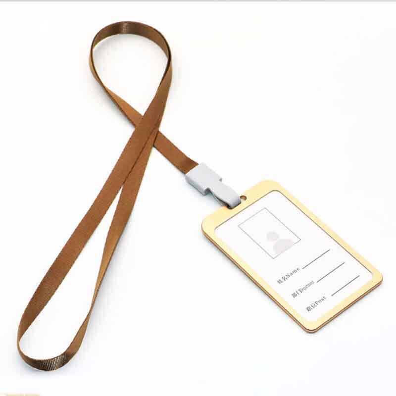 2 Colors Name Credit Card Holders Women Men Aluminum Alloy Bank Card Neck Strap Card Bus ID Holders Identity Badge With Lanyard