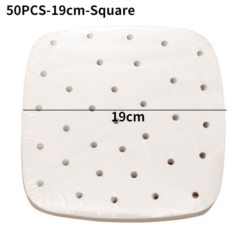 25pcs/50pcs Baking Paper for Air Fryer Oil Absorbing Paper Tray Food Grade Disposable Liner Round Home Baking Silicone Oil Paper: 50PCS-19cm-Square