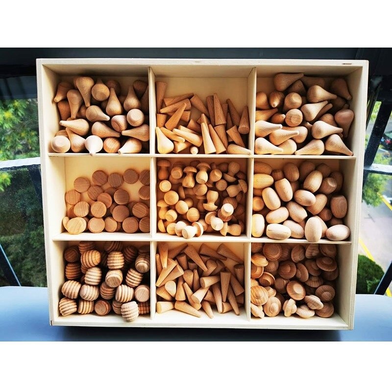 Bambini Di Legno di Faggio Blocchi Arcobaleno Parti Allentate Giocattolo Funghi A Nido D'ape Goccioline Albero coni Grande Piatto Jenga Bambino Blocchi di Costruzione