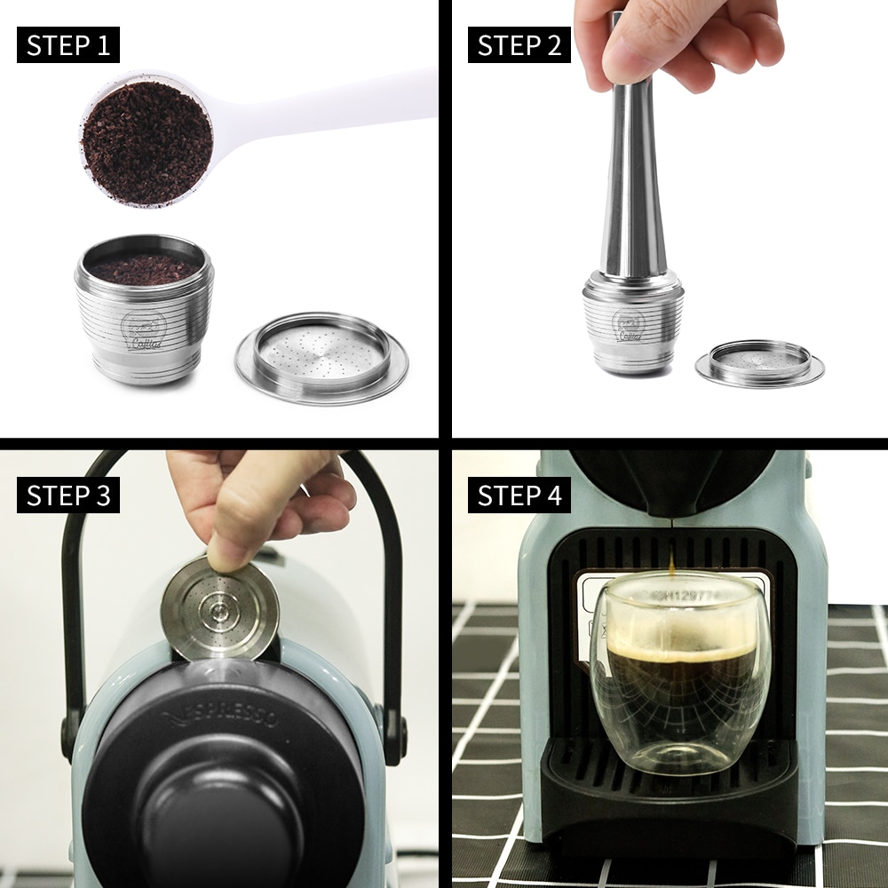 Icafilas roestvrijstalen koffiecapsulefilters voor nespresso herbruikbare koffiekopjeslepels hervulbare beugels