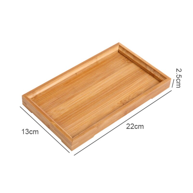 Japanese Bamboo Square Food Tray Solid Wood Tea Set Tray Home Breakfast Tray Cake Tray Flower Pot Bonsai Gardening Holder: 1