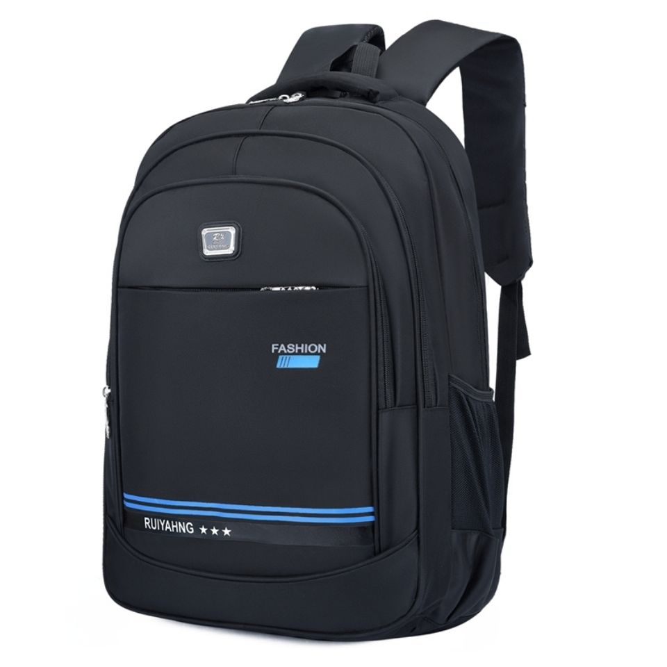 Stor kapacitet mænds rygsæk vandtæt nylon sort gymnasietasker teenage drenge mellemstuderende taske stor multifunktionel rygsæk: Blå