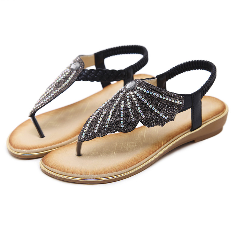 Fedonas strand sildebenssandaler kvinder fritidssko rhinestone kilehæle sommer kortfattede sko kvinde