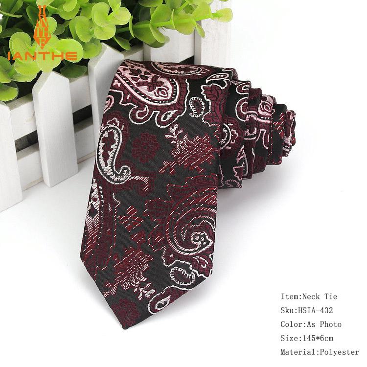 Cravate en Paisley tissé Jacquard pour hommes | Cravates étroites à la 6cm, classique, costume de mariage formel, cravate de cou: IA432