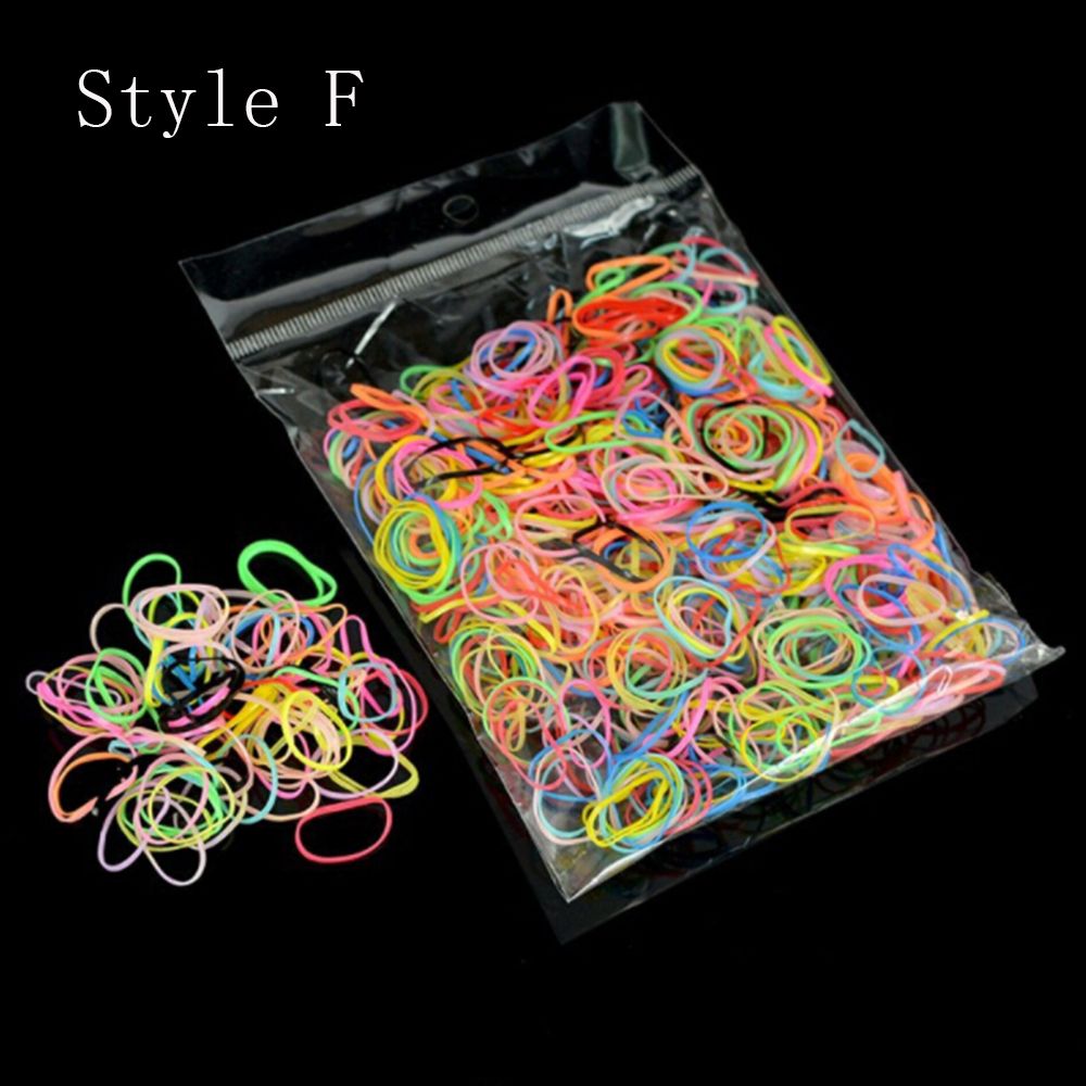Ca 1000 stk/pose (lille pakke) barn baby tpu hårholdere gummibånd elastikker pigeslips tyggegummi hårtilbehør: F