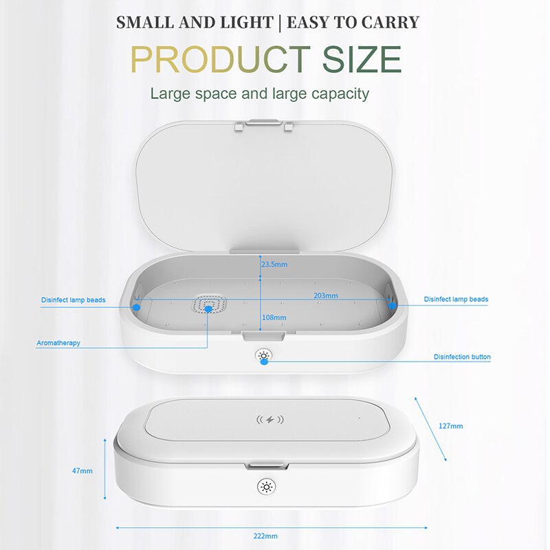 mobile phone wireless charger portable ultraviolet light uvc sterilizer UV box