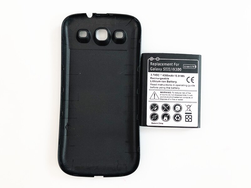 Batterie étendue i9300 pour Samsung Galaxy S3, 4300mAh, avec coque arrière, SIII i747 s3