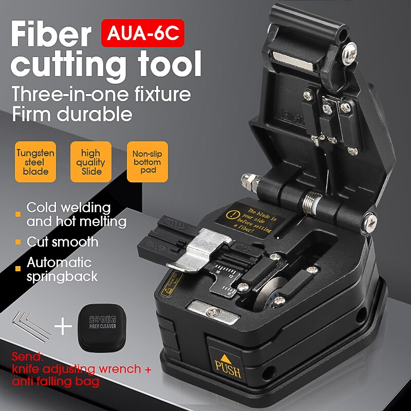 AUA-6C Fiber cleaver Cable Cutting Knife FTTT Fiber Optic Knife Tools Cutter High Precision Cleavers 16 Surface Blade