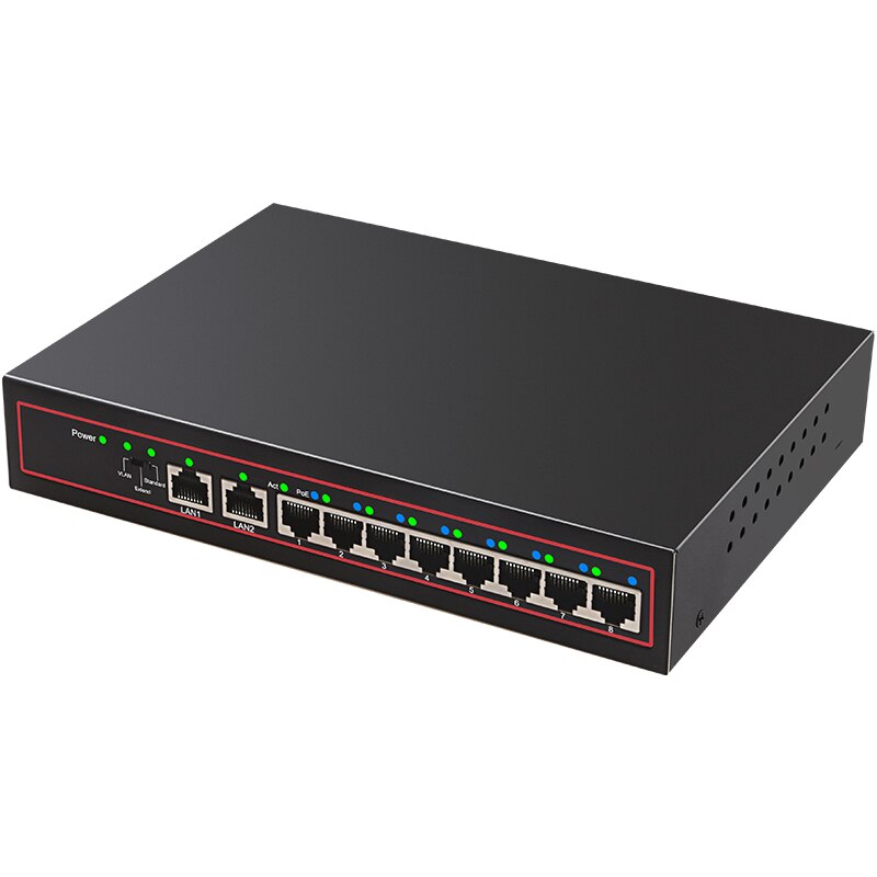 Metal 10/100M 52V standard 10 ports RJ45 Vlan function POE Network lan HUB switch IP camera switcher