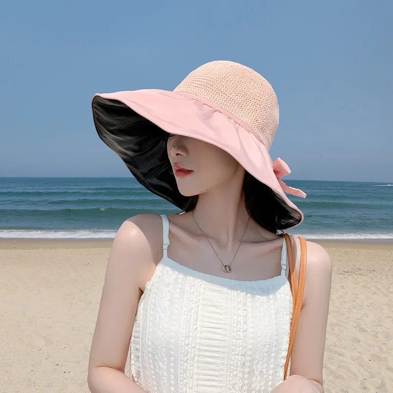 Cappelli da sole per donna all'aperto Cappello da sole estivo Berretto di protezione solare a tesa larga Resistente ai raggi UV Ombreggiatura per il viso da escursionismo