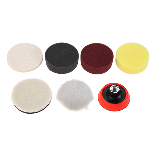 DRELD 7 Pcs 1/2/3 Inch Drill Buffing Polish Pad Polishing Kit with M14 Tray Detail Waxing Sponge Car Buffer Polisher for Polish