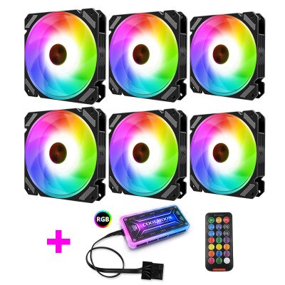 5V Rgb Fan 12Cm Voor Computer Case/Normale Of Music Control Ondersteuning Mobo 5V Aura Sync licht Ritme Stijl: 6 Fans Kit(Normal)