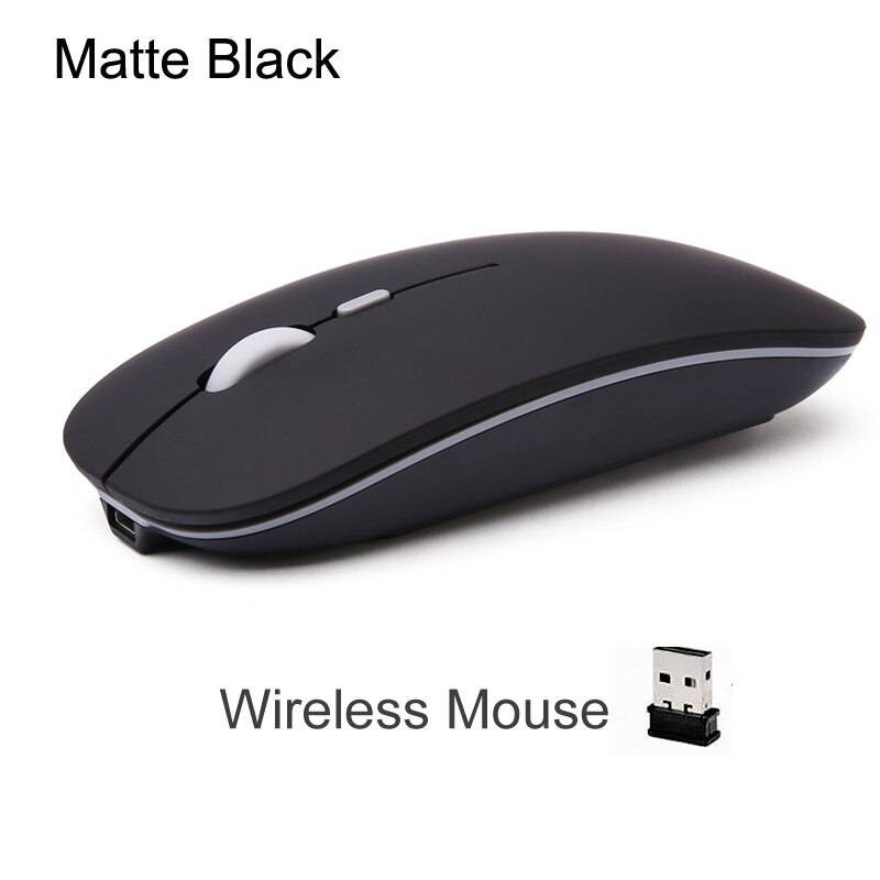 Erilles-ratón óptico inalámbrico recargable, periférico ultrafino, USB 2,4G, para ordenador, portátil y PC: Wireless Matte Black