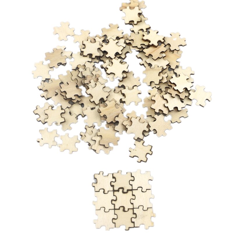Puzzle en bois vierge pour enfants, 100 pièces de 20mm, bricolage, fabrication de cartes artisanales, scrapbooking, artisanat, accessoire