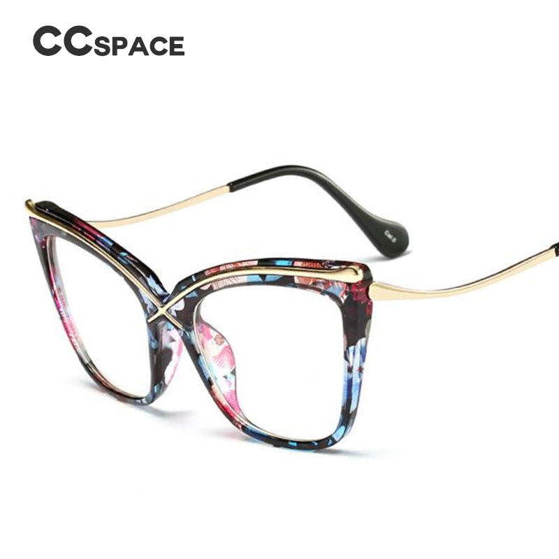 45124 Ladies Unique Cat Eye Glasses Frames Women Brow Line Metal Optical EyeGlasses Eyewear