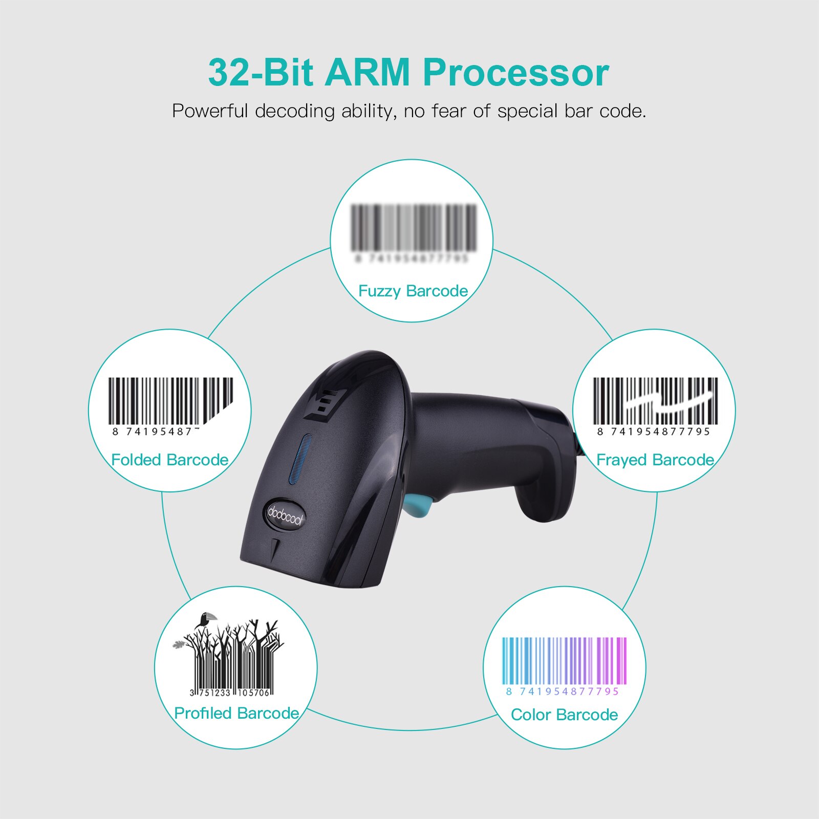 Handheld 1D Barcode Scanner USB Wired Bar Code Reader Manual/Auto Continuous Scan Compatible with Linux Windows