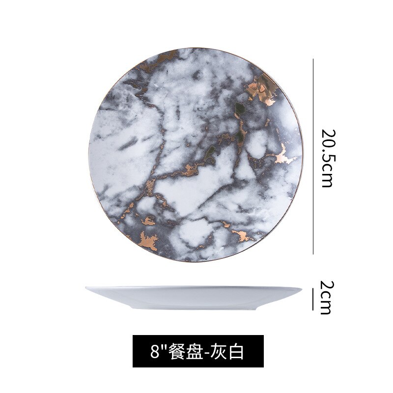 Nordic ceramic plate marmoror home ceramic tableware Restaurant: Red