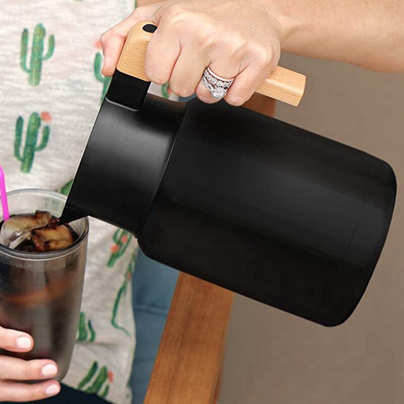 Large Thermal Coffee Carafe - Stainless Steel, Double Walled Thermal Pots for Coffee and Teas By - Black, Vacuum Carafes