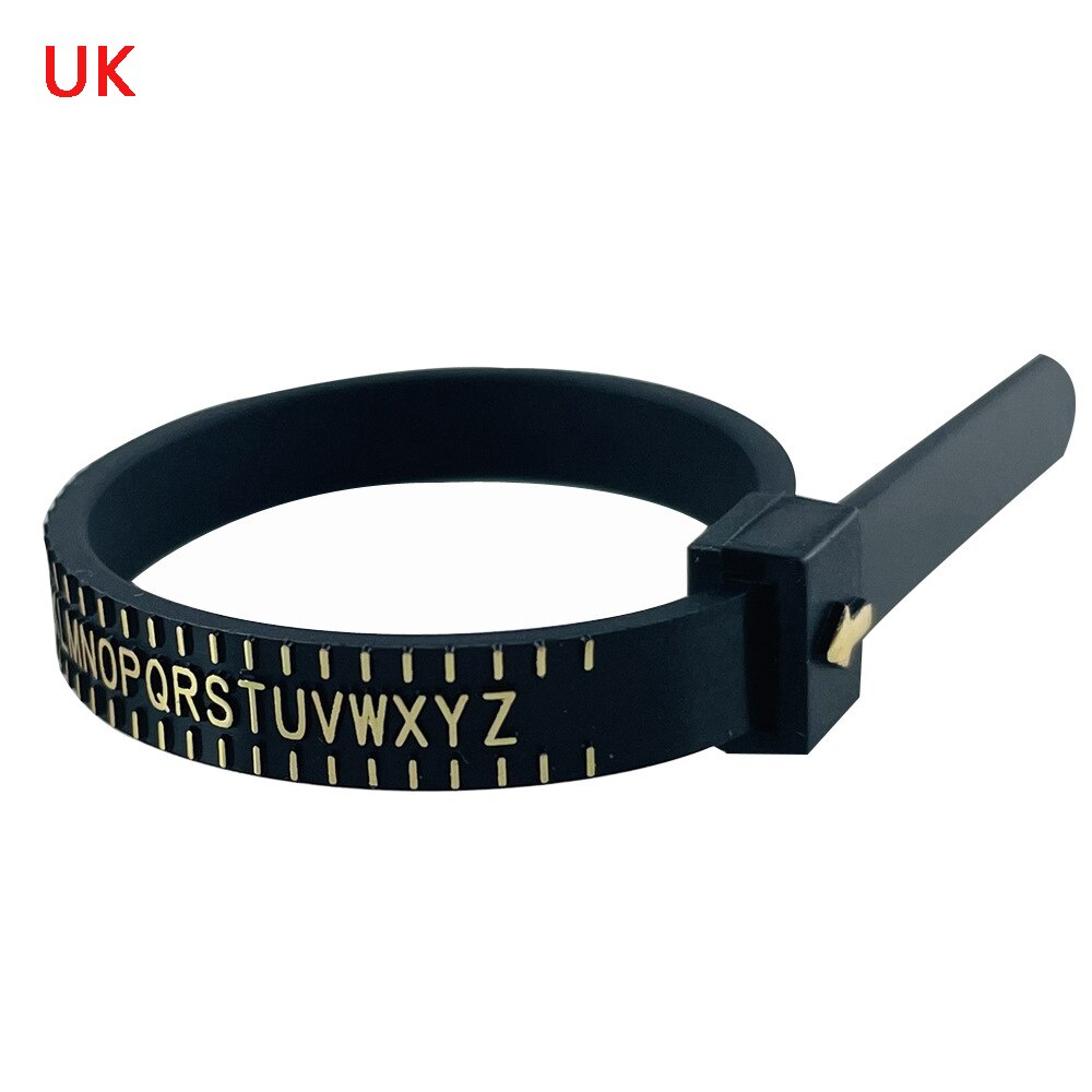 Ring Size Measuring Circle Fit UK/US British/American Officer Finger Size Gauge Men Women Sizes A-Z Jewelry Accessories Tools: Black-UK