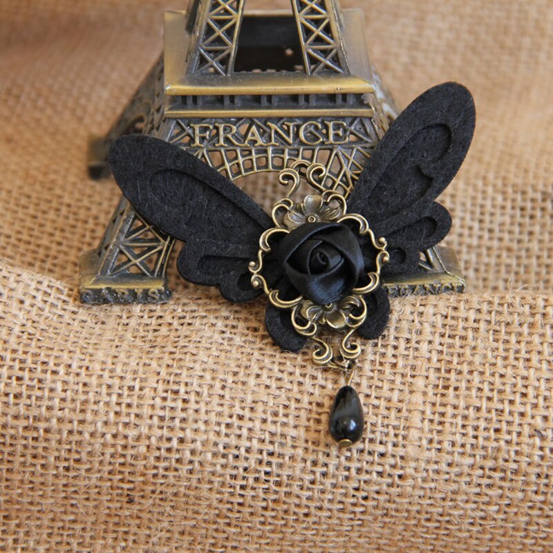 Unieke Vlinder Badge Zwarte Retro Vilt Broche Pin Vrouwen Accessoire voor Jurk Trui Jas Sjaal Tas Decor